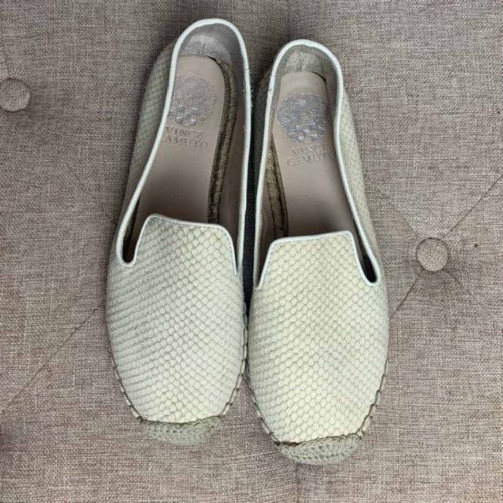 Vince Camuto Cream Snakeskin Driston Loafers